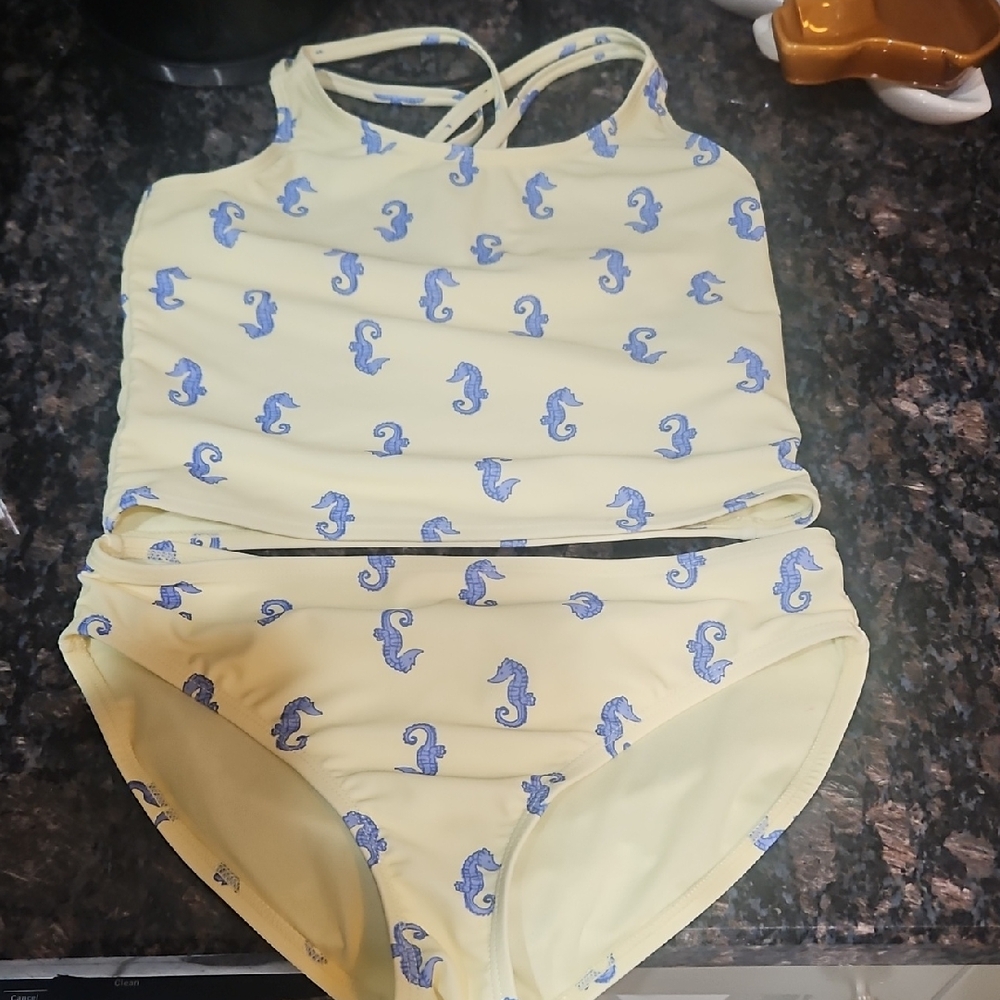 GAP Kids Yellow Swimsuit with Blue Seahorse Design